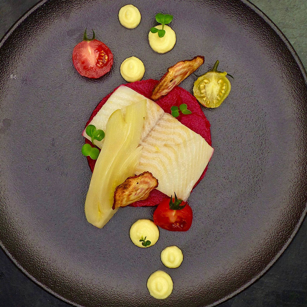 Halibut and beetroot